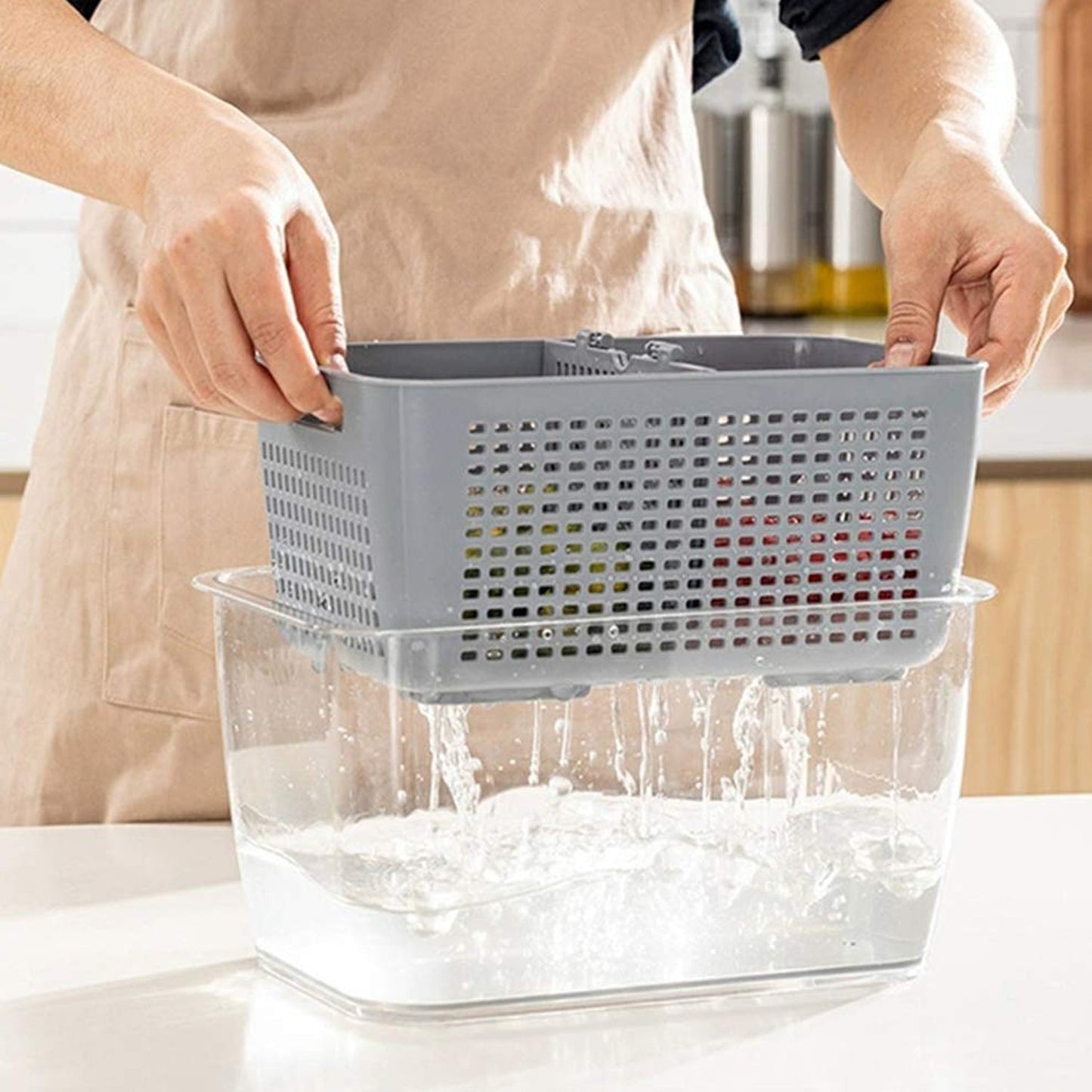 Fordable Silicone Kitchen Organizer Fruit Vegetable Baskets Folding Strainers - Springkart 
