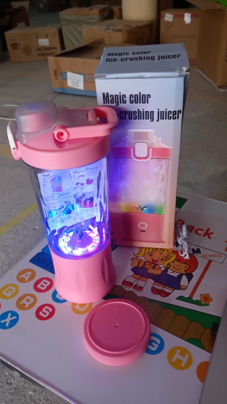 Eletric Crusher Juicer With Multicolor Light, 8 Blades (600 ML / Multicolor) - Springkart 