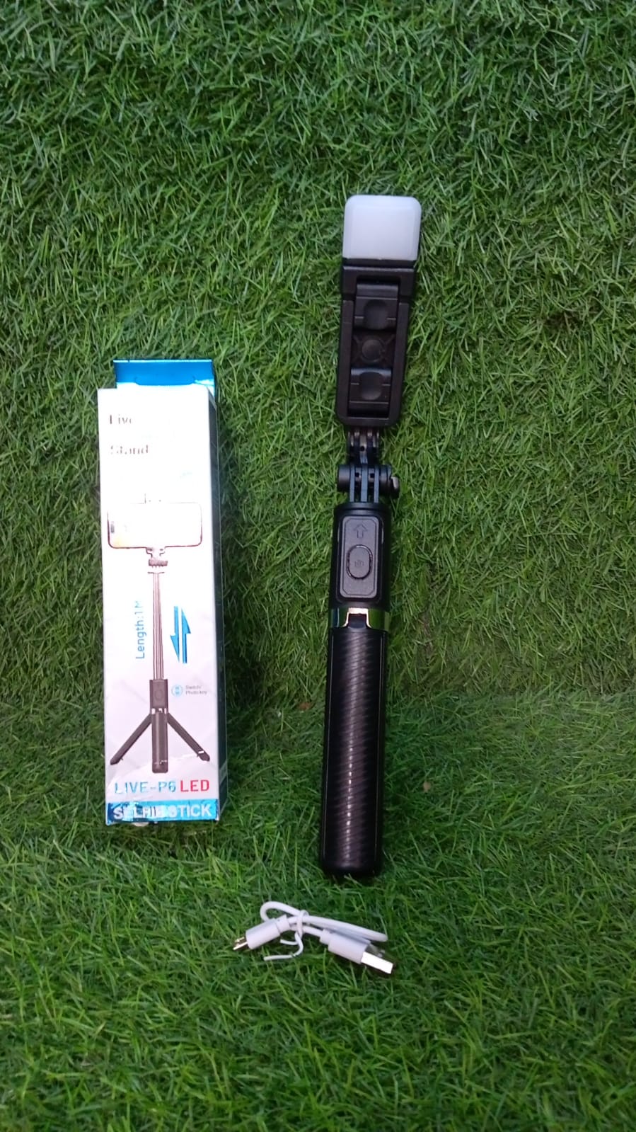 Portable selfie stick with tripod and Bluetooth for mobile photography