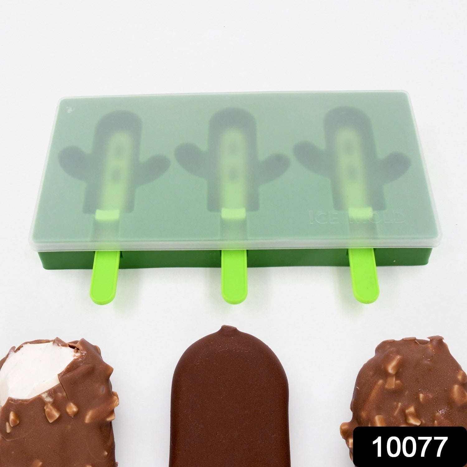 Ice Cream Mould Popsicle Mold, Cactus Shape Ice Pop Molds Homemade Popsicle for DIY Ice Popsicle, 3-Cavity Summer Food Kitchen Tools (1 Pc) - Springkart 