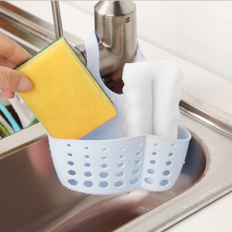 Adjustable Kitchen Bathroom Water Drainage Plastic Basket / Bag with Faucet Sink Caddy - Springkart 