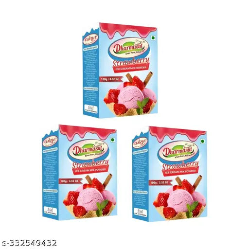 Instant Strawberry Ice Cream Powder 100gm* Pack of 3