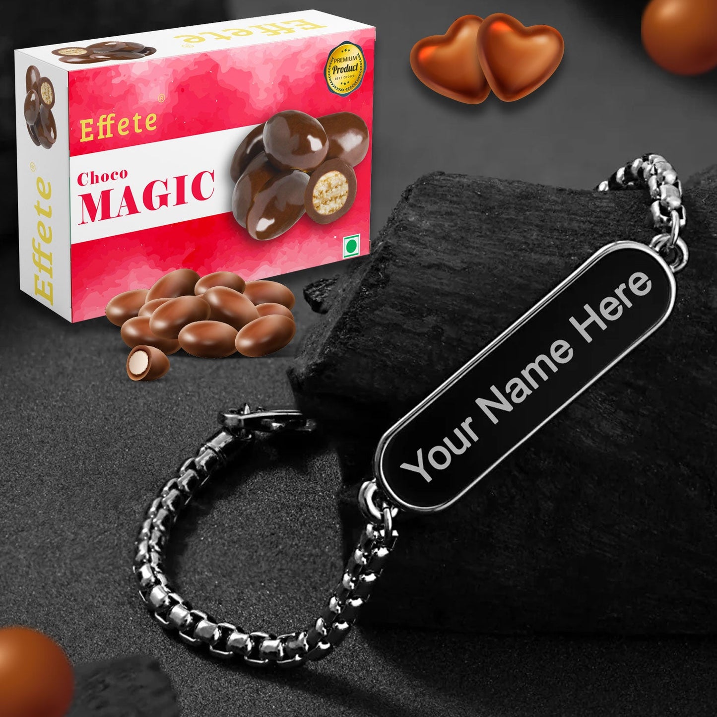 Sweet And Stylish Customized Bracelet  Delicious Chocolate Combo Gift Set