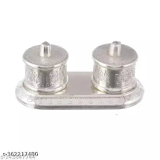 German silver Round Shape Roli-Chawal/Kumkum Box