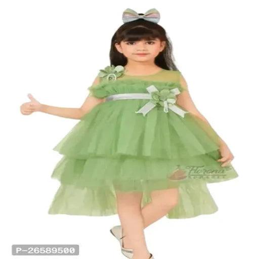 Trendy Green Net Frocks For Girls  Payment:- Pre-paid