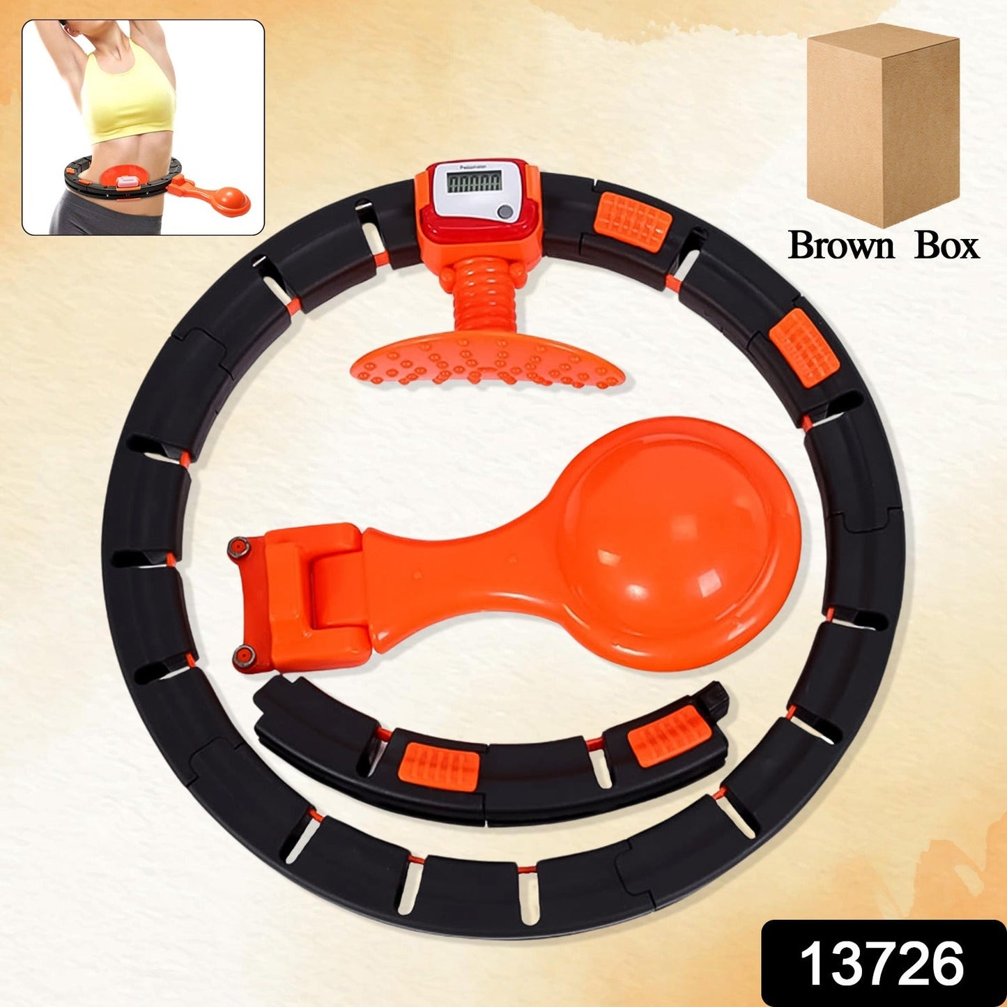 Smart Fitness Hula Hoops with Spinning Ball and Intelligent Counter (1 Pc / With Brown Box) - Springkart 