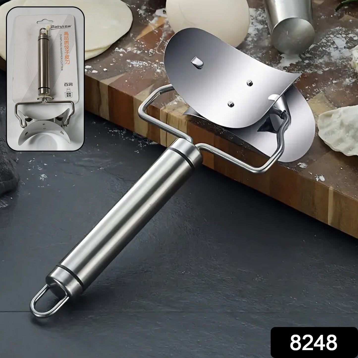 Multifunctional Easy and Fast Stainless Steel Puri cutter roller Machine with Handle for Home Baking Tools for Women, Dough Circle Roller Cutter for Kitchen (1 pc) - Springkart 