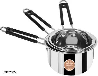 Supreme Stainless Steel Gas Stove and Induction Compatible Heat Proof Saucepan with Handle (1 L, 1.5 L, 2 L ) Set of 3 pcs Combo
