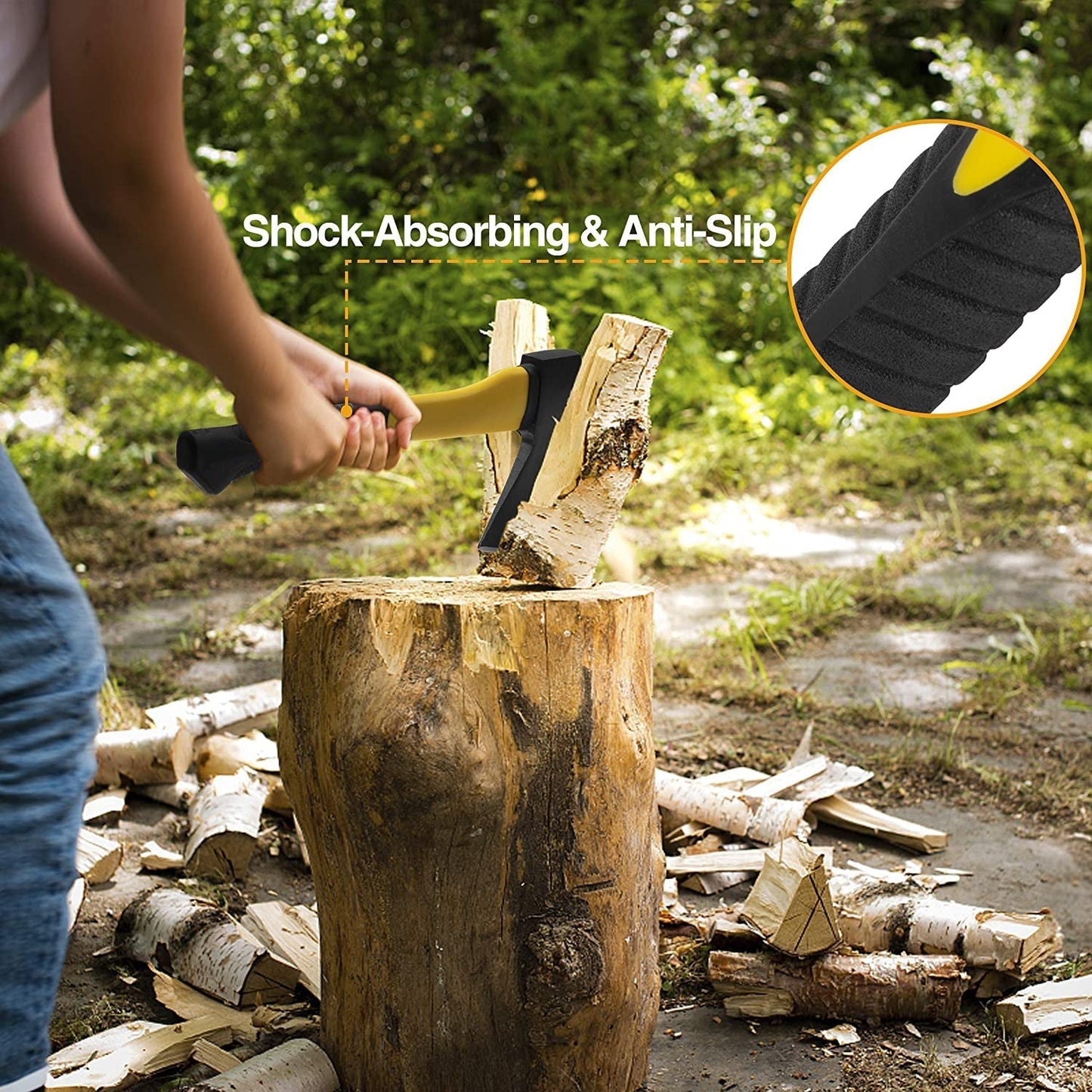 Fiberglas's Body Rubberised Handle Wood Cutting Axe - Springkart 