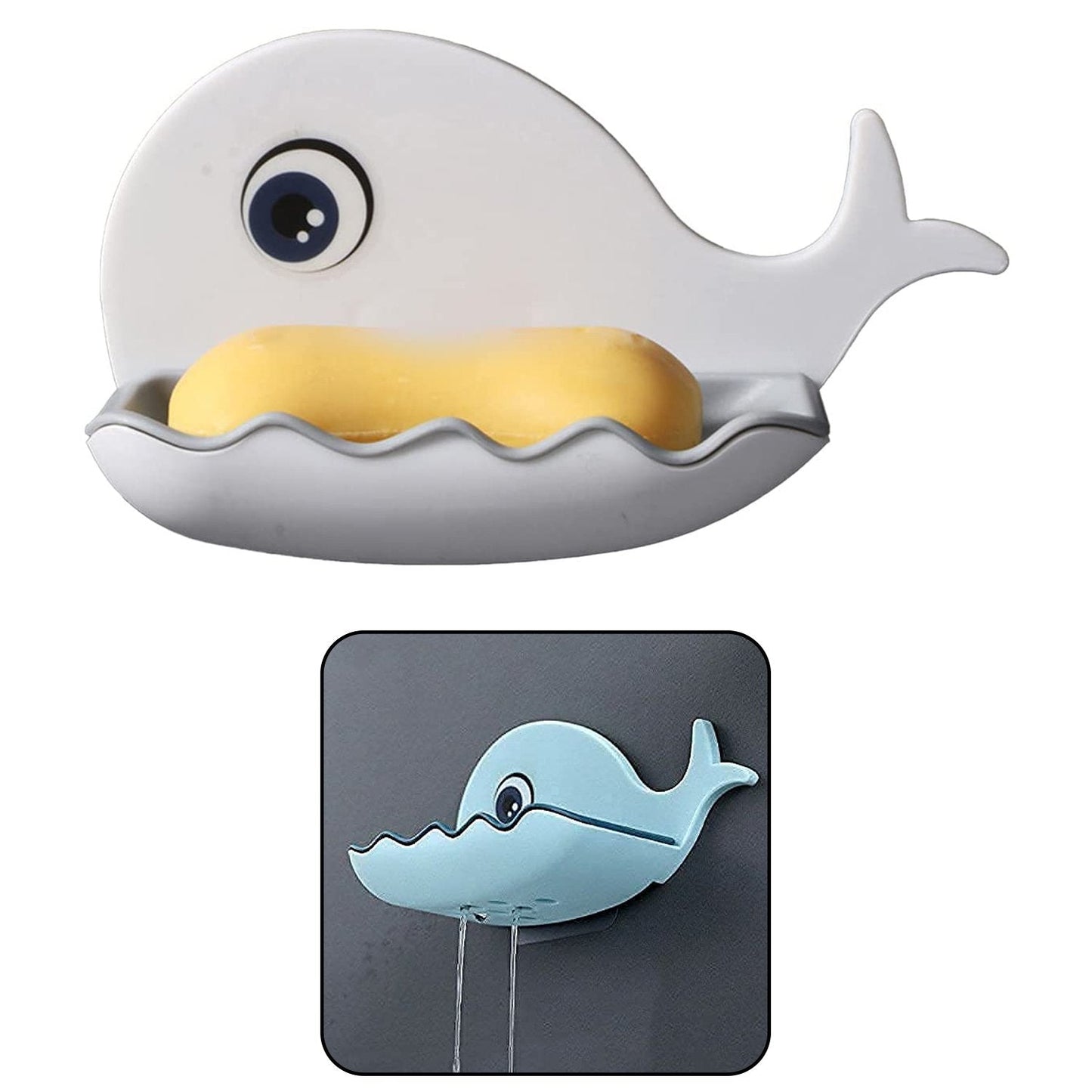 Fish Shape Soap Dish Adhesive Waterproof Wall Mounted Bar Soap Dish Holder (Pack of 2Pc) - Springkart 