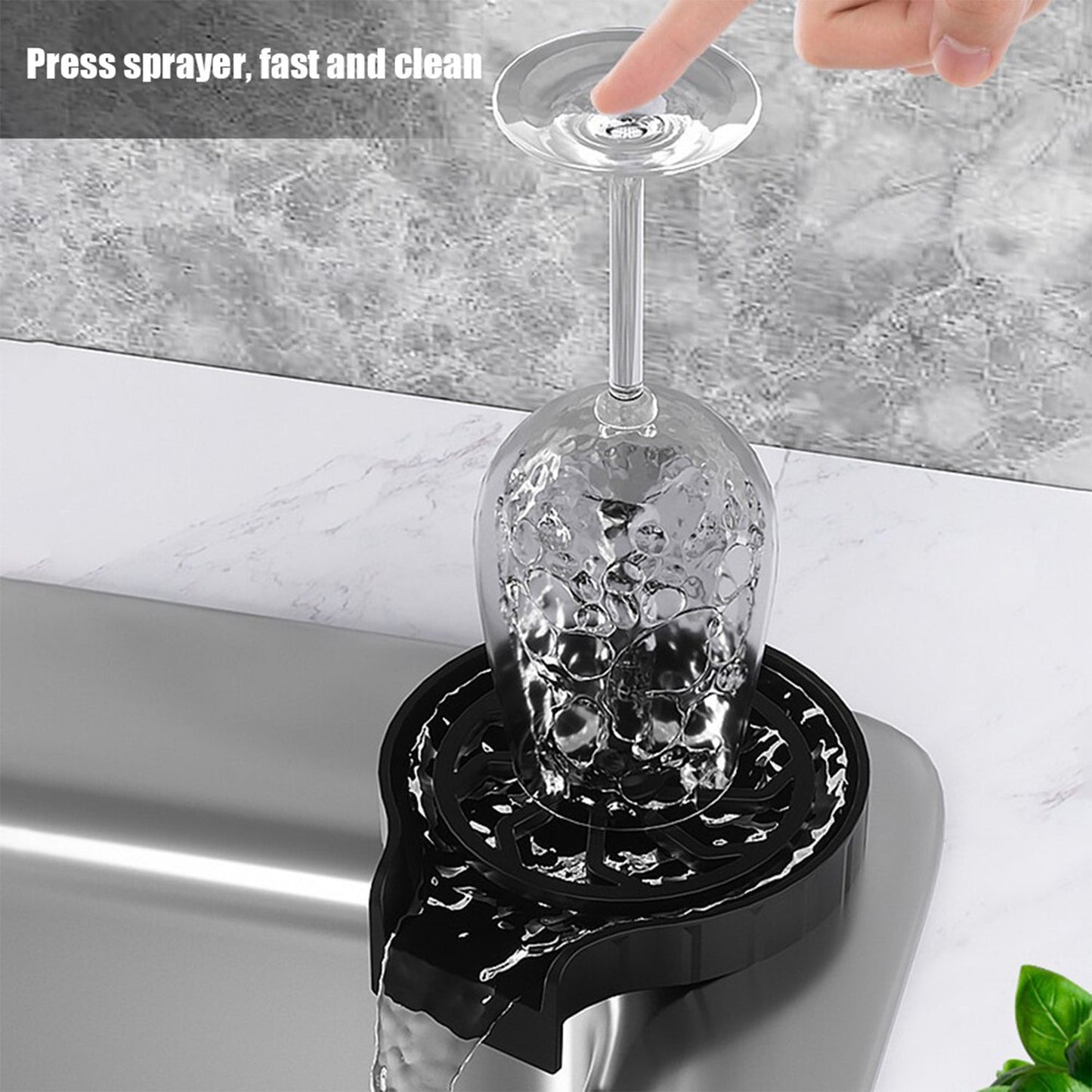 Automatic Cup Washer or Glass Rinser for Kitchen Sink, Black Kitchen Sink Cleaning Spray Cup Washer, Bar Glass Washer. - Springkart 