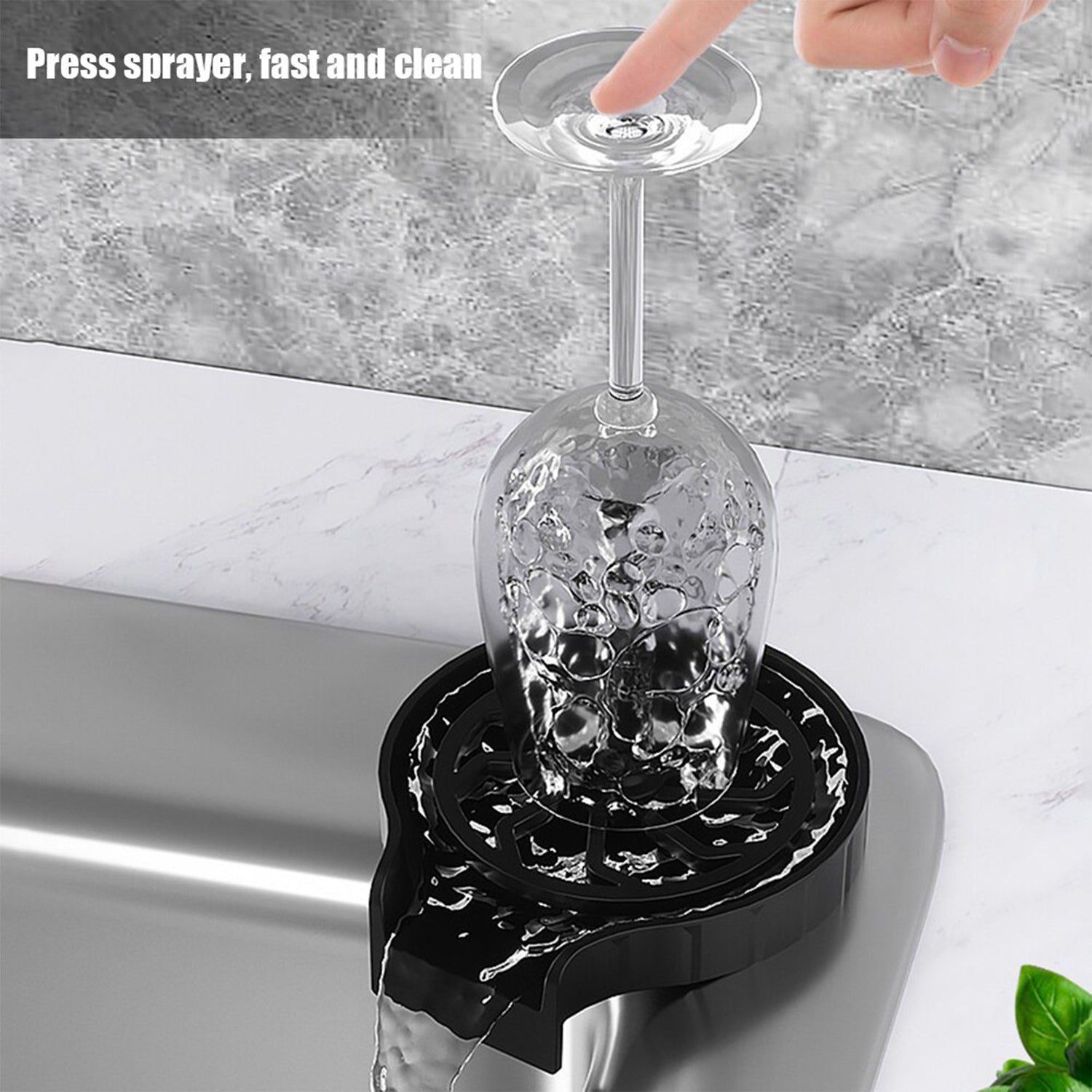 Automatic Cup Washer or Glass Rinser for Kitchen Sink, Black Kitchen Sink Cleaning Spray Cup Washer, Bar Glass Washer. - Springkart 