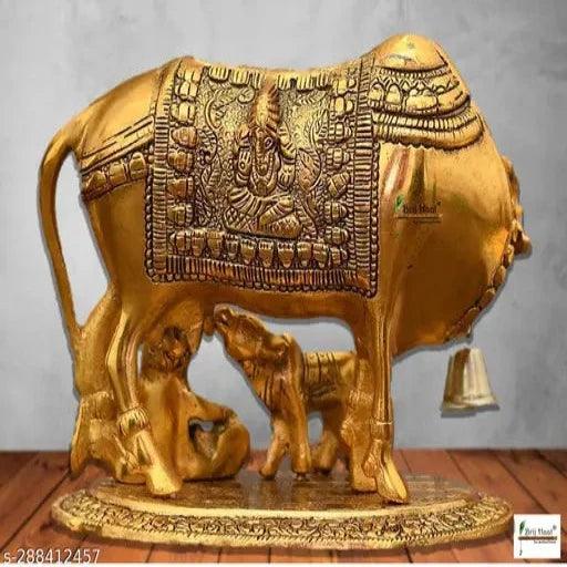 Kamdhenu Cow and Calf with Gopal metal Showpiece for Home Decor