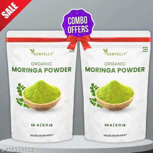 Organic Farms Moringa Powder, made using Farm Grown Moringa Leaves (Drumstick) | Rich in Nutrients | Chemical Free Lab - Tested - ( Pack Of 2/50G*2 ) OT15 - Springkart 
