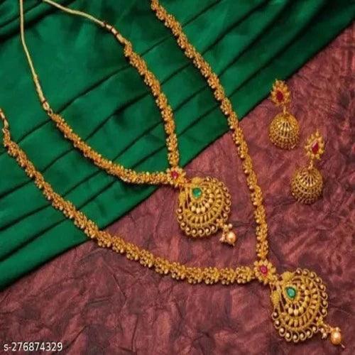 WOMEN NACKLASE GOLD SET JEWELLERY ALLOY - Springkart 