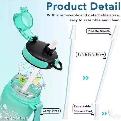 Nymbus 1000ml Water Bottle, Leakproof BPA & Toxic Free, Motivational Water Bottle with Times to Drink and Straw, Fitness Sports Water Bottle with Strap for Office, Gym, Outdoor Sports - Springkart 