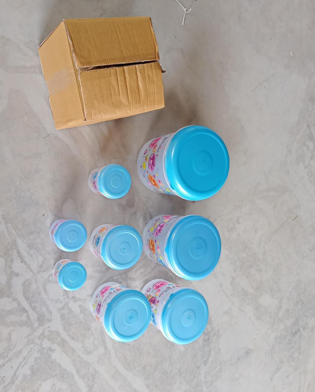 Air Tight Plastic Transparent Container Set (10000ml, 7000ml, 5000ml, 3000ml, 2000ml, 1000ml, 750ml, 500ml) - Springkart 
