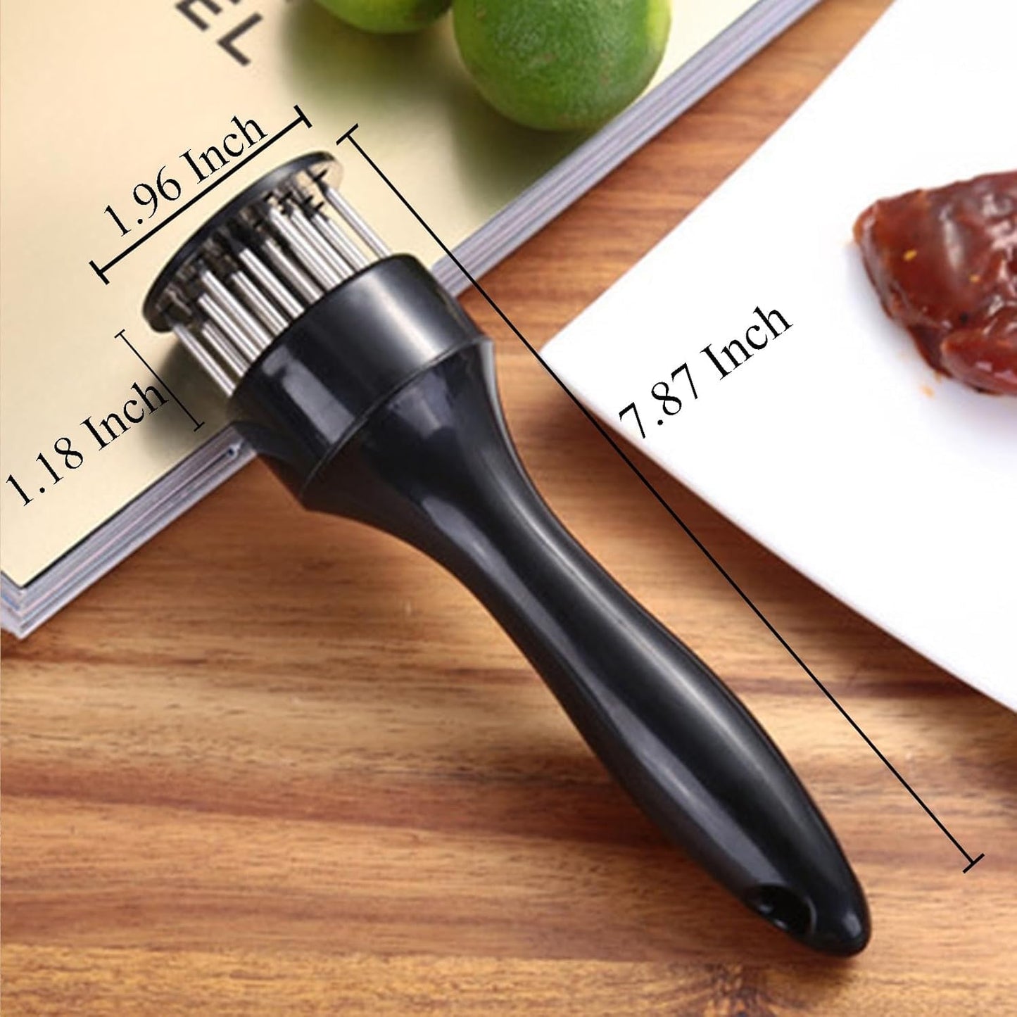 Trifecta Meat Tenderizer Tool Stainless Steel 21 Sturdy & Sharp Needle Meat Tenderizer Tool for Tenderizing Chicken Beef Steak and Pork (Black - 1)