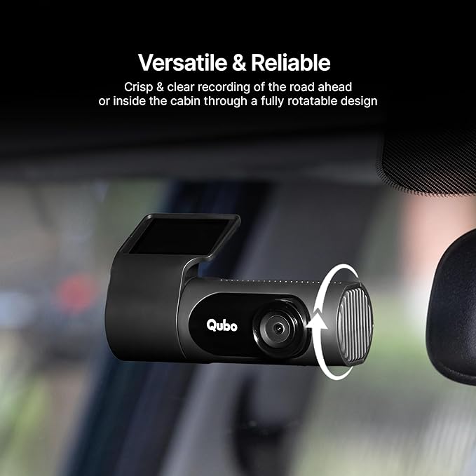 Qubo Car Dashcam Pro X by Hero Group | 3MP 1296P FHD+ Camera | NightPulse Vision | Wide-Angle FOV | Supercapacitor | Built-in Wi-Fi, Mic | App Control | G-Sensor | Up to 1TB Storage| (Space Grey)