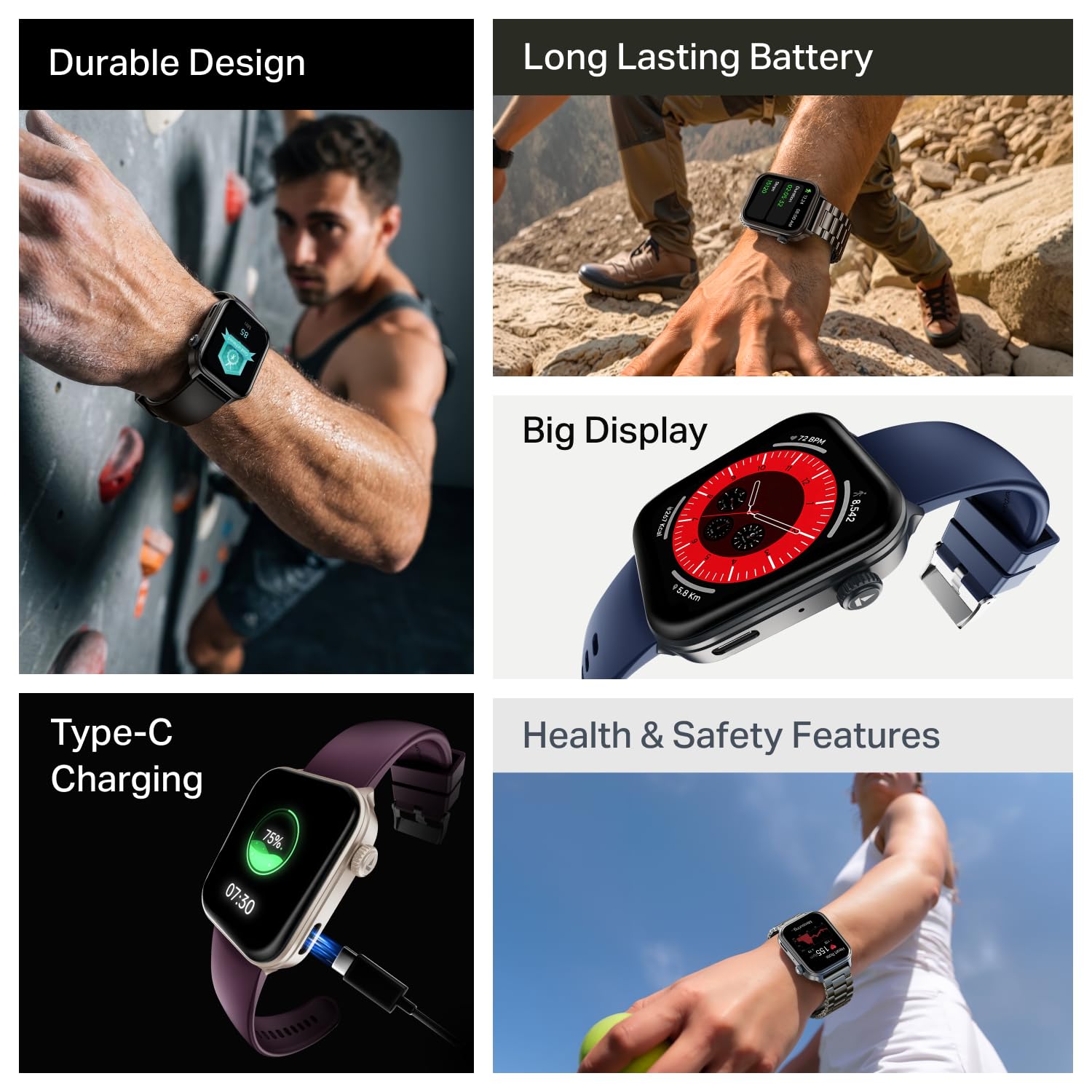 boAt Storm Call 4 India's first Smartwatch with Type-C Charging,1.96”(4.97 cm) HD Display, Functional Crown, BT Calling, Sports Modes, Heart Rate, SpO2, Sleep & Stress Tracking, SOS, IP68(Velvet Wine)