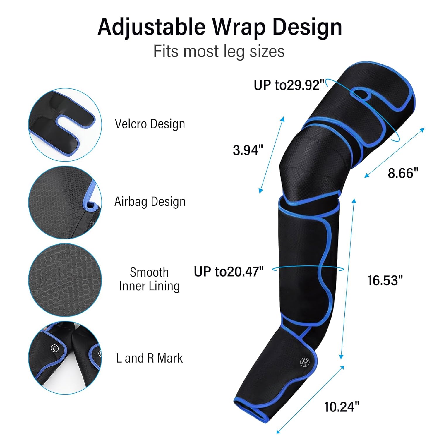 Leg Massager for Circulation and Pain Relief Thigh Compression Massager with 6 Modes 3 Vibration Knee Massage with Heat Leg Circulation Machine for Thigh Calf and Feet Relaxation Gifts for Mom Dad