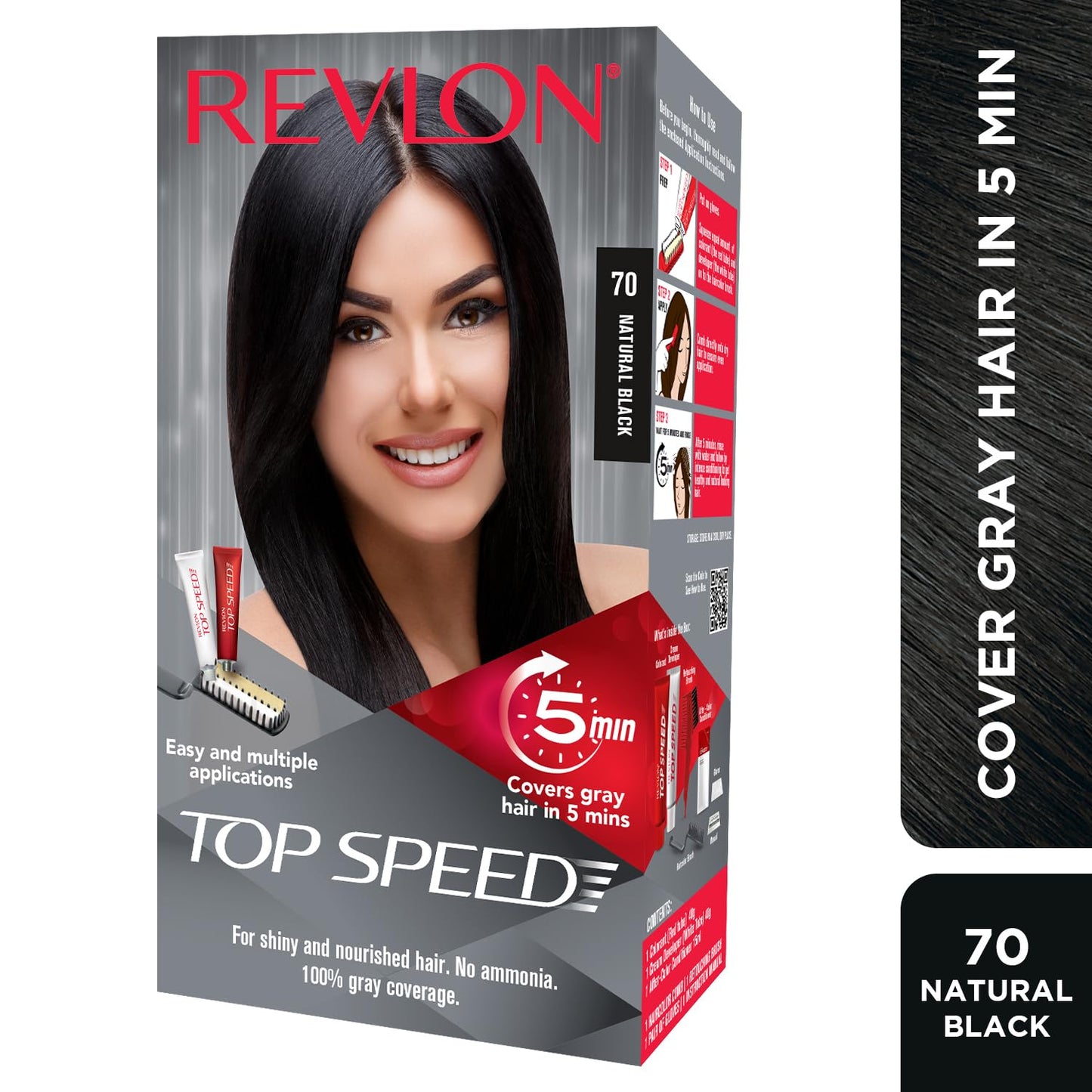 Revlon Top Speed Hair Color for Women Dark Brown | 100% Grey Coverage in just 5 Minutes | Ammonia Free, Easy Application and Intense Conditioning