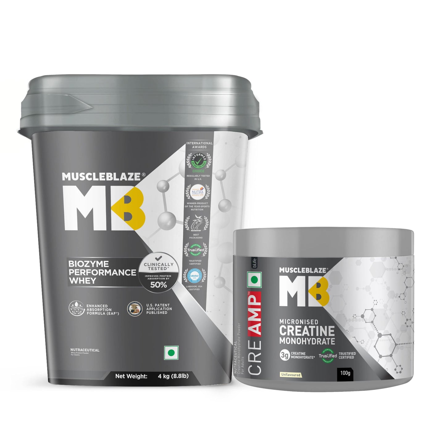 MuscleBlaze Biozyme Performance Whey Protein Powder, Chocolate Peanut Butter (2kg / 4.4lbs) | 25g Protein Per Scoop | Clinically Tested 50% Higher Protein Absorption