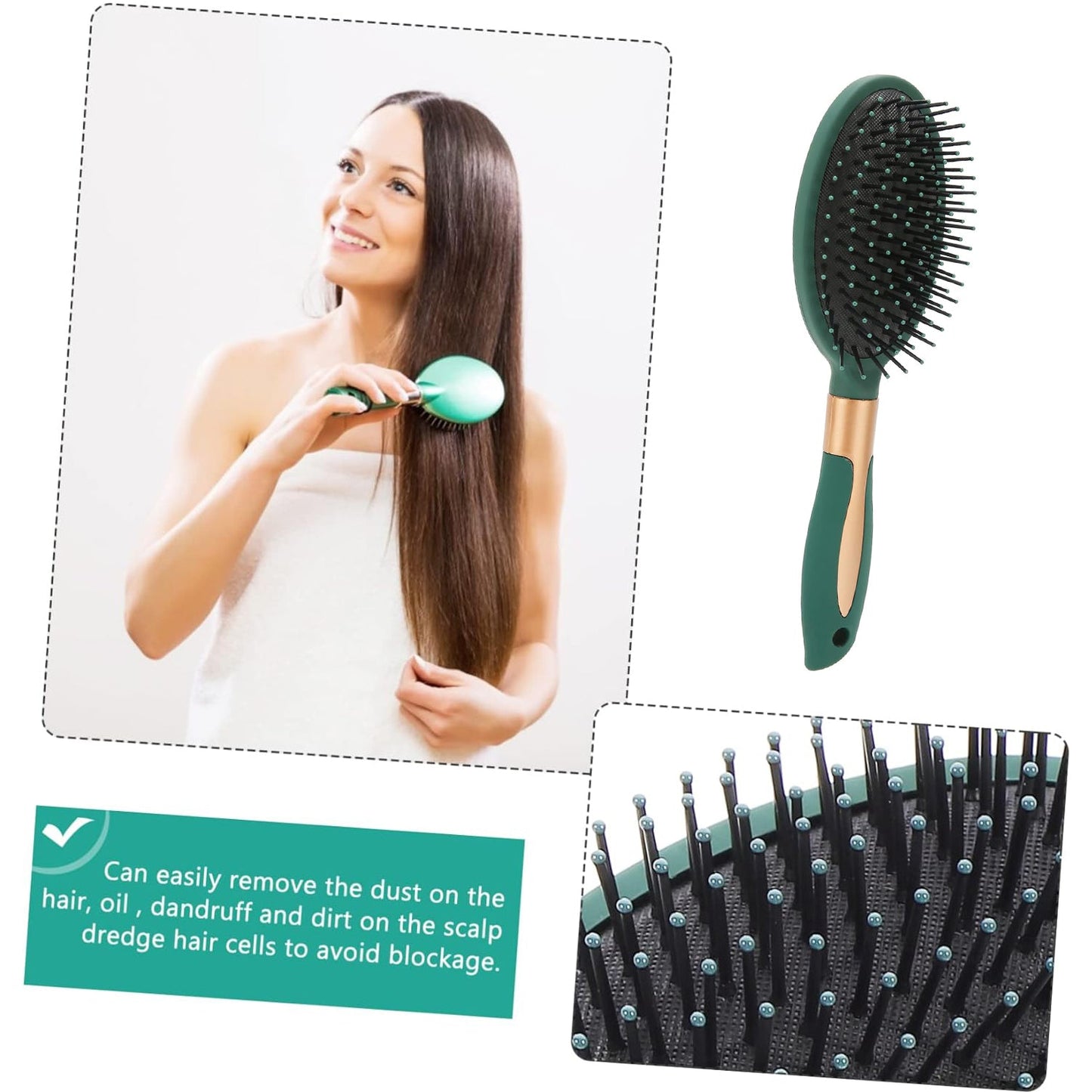 Massage Comb, Air Cushion Massage Hair Brush Ergonomic Matt Disappointment for Straight Curly Hair Cushion Curly Hair Comb for All Hair Types, Home Salon DIY Hairdressing Tool (1 Pc) - Springkart 