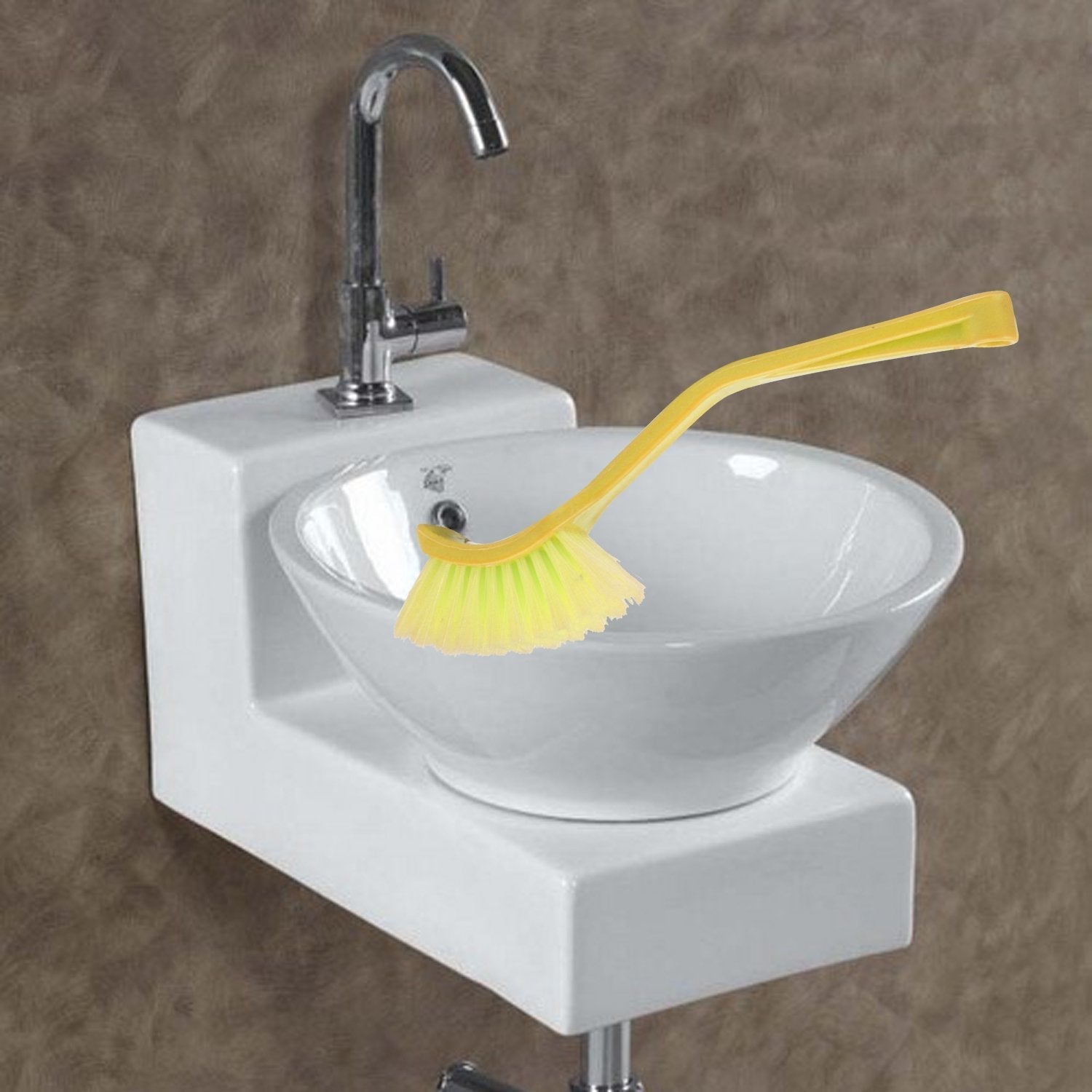 Plastic Wash Basin / Toilet Seat Cleaning Brush (Multicolour) - Springkart 
