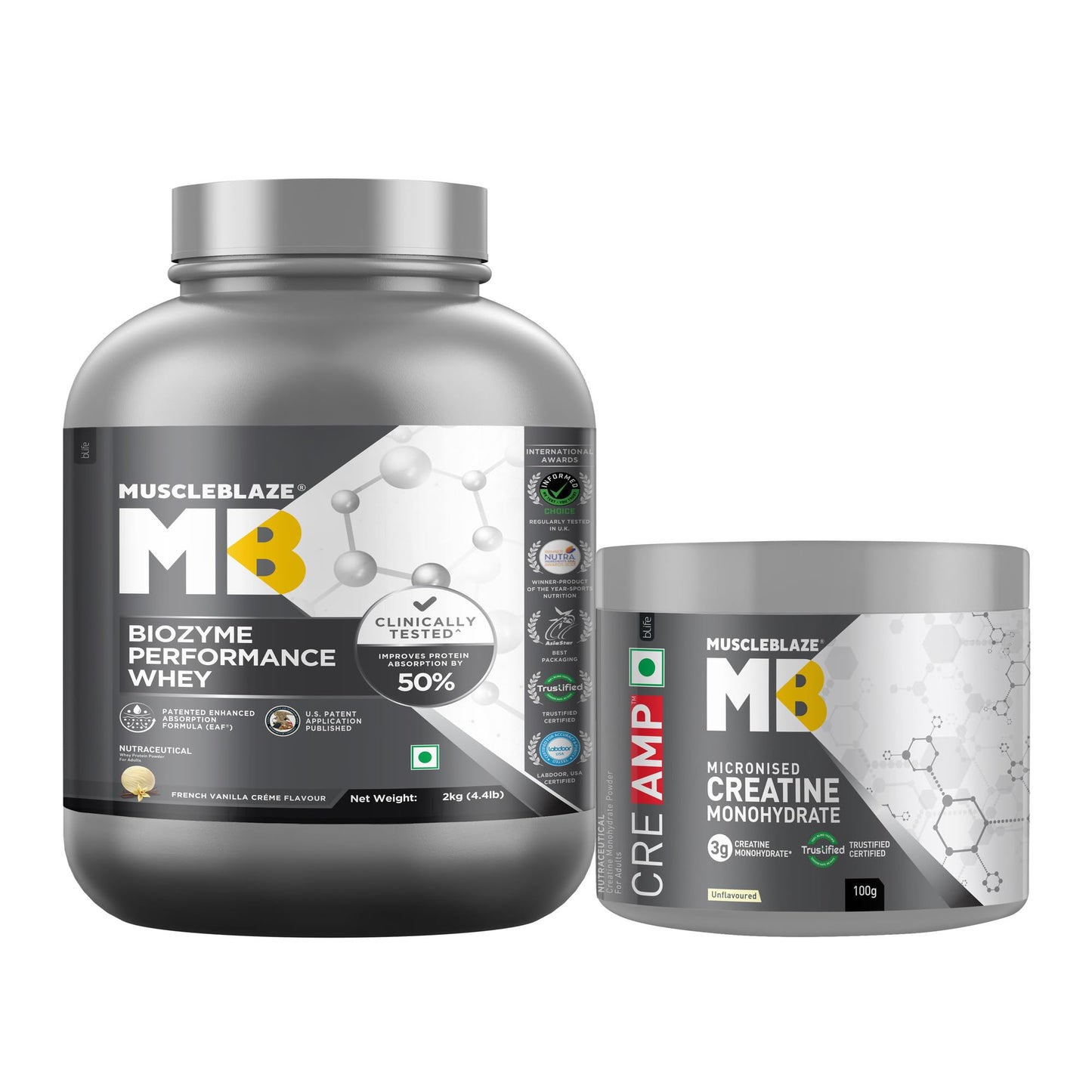 MuscleBlaze Biozyme Performance Whey Protein Powder, Rich Chocolate (1kg / 2.2lbs) | 25g Protein Per Scoop | Clinically Tested 50% Higher Protein Absorption