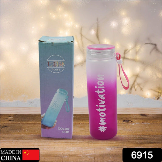 Motivational Glass Water Bottle Colorful potable Water Glass Bottle With Rubber Band, Daily Intake Hourly Water Bottle to Ensure You Drink Enough Water Throughout The Day Reusable Cycling Gym, Workout Fitness Bottle (350 ML) - Springkart 