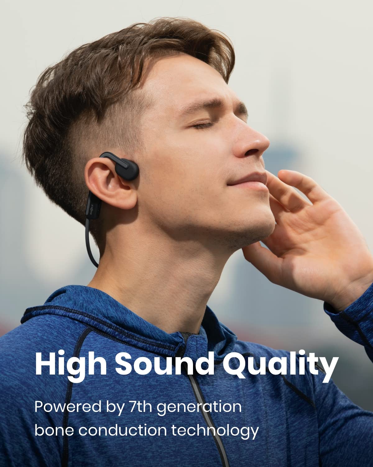 SHOKZ OpenMove Bluetooth Wireless Headphones with Mic, Bone Conduction Wireless Headset with 6H Playtime, IP55 Waterproof Sports Headphones for Running, Workout, Cycling (Slate Grey)