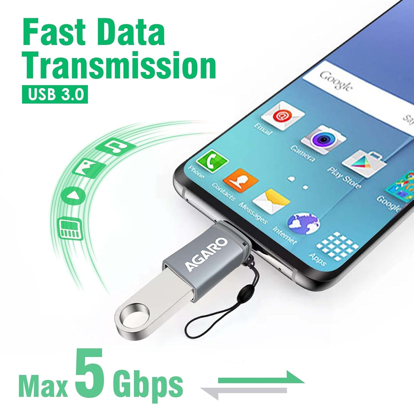 AGARO Blaze USB 3.0 to Type C OTG Adapter, Compatible with Thunderbolt to USB Adapter, Laptops Including MacBook Pro, Air and All Type-C Devices, Portable and High-Speed Data Transfer - Springkart 