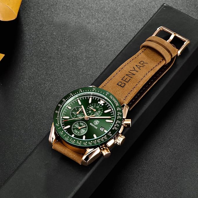 BENYAR Men's Luxury Chronograph Watch – Business, Casual | Quartz Movement with Date Display | Stylish Wristwatch | Gift for Men