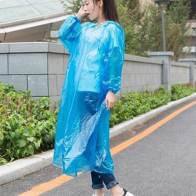 Portable Adult Rain Coat, Raincoat Waterproof Button Cardigan Portable Raincoat Adult Outdoor Traveling Plastic Material Raincoat/Rain wear/Rain Suit for Outdoor Accessory (1pc) - Springkart 