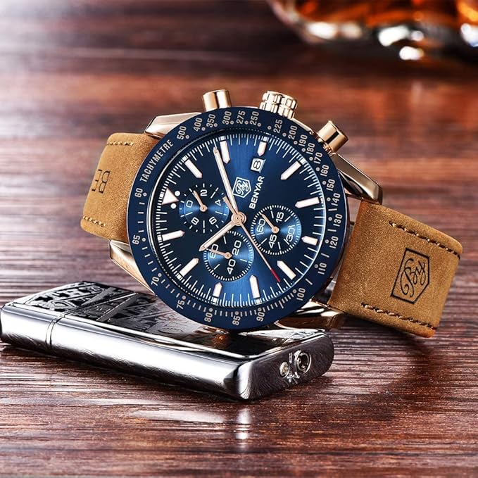 BENYAR Men's Luxury Chronograph Watch – Business, Casual | Quartz Movement with Date Display | Stylish Wristwatch | Gift for Men