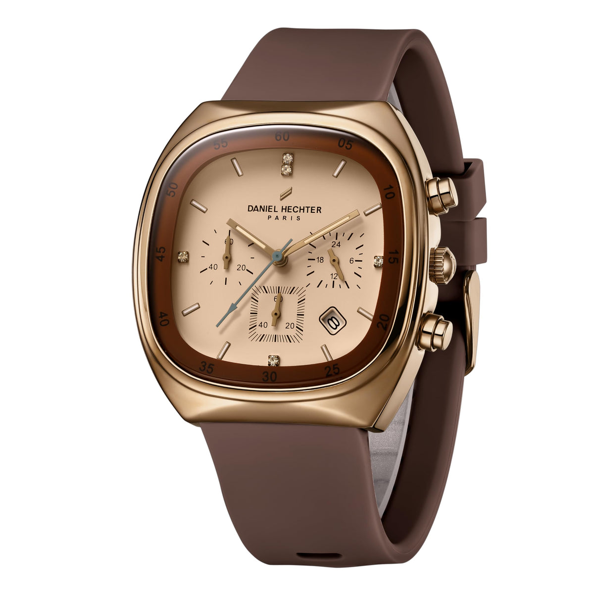 Daniel Hechter Paris Bercy Collection Modern Chronograph Watch for Men with Square Dial and Silicon Band-DHM1001