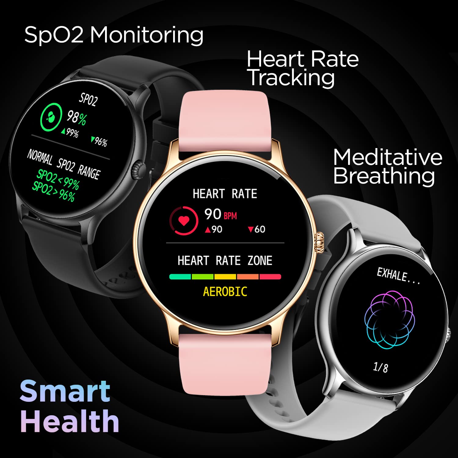 Fire-Boltt Phoenix Smart Watch with Bluetooth Calling 1.3,120+ Sports Modes, 240 * 240 PX High Res with SpO2, Heart Rate Monitoring & IP67 Rating (Black) - Springkart 