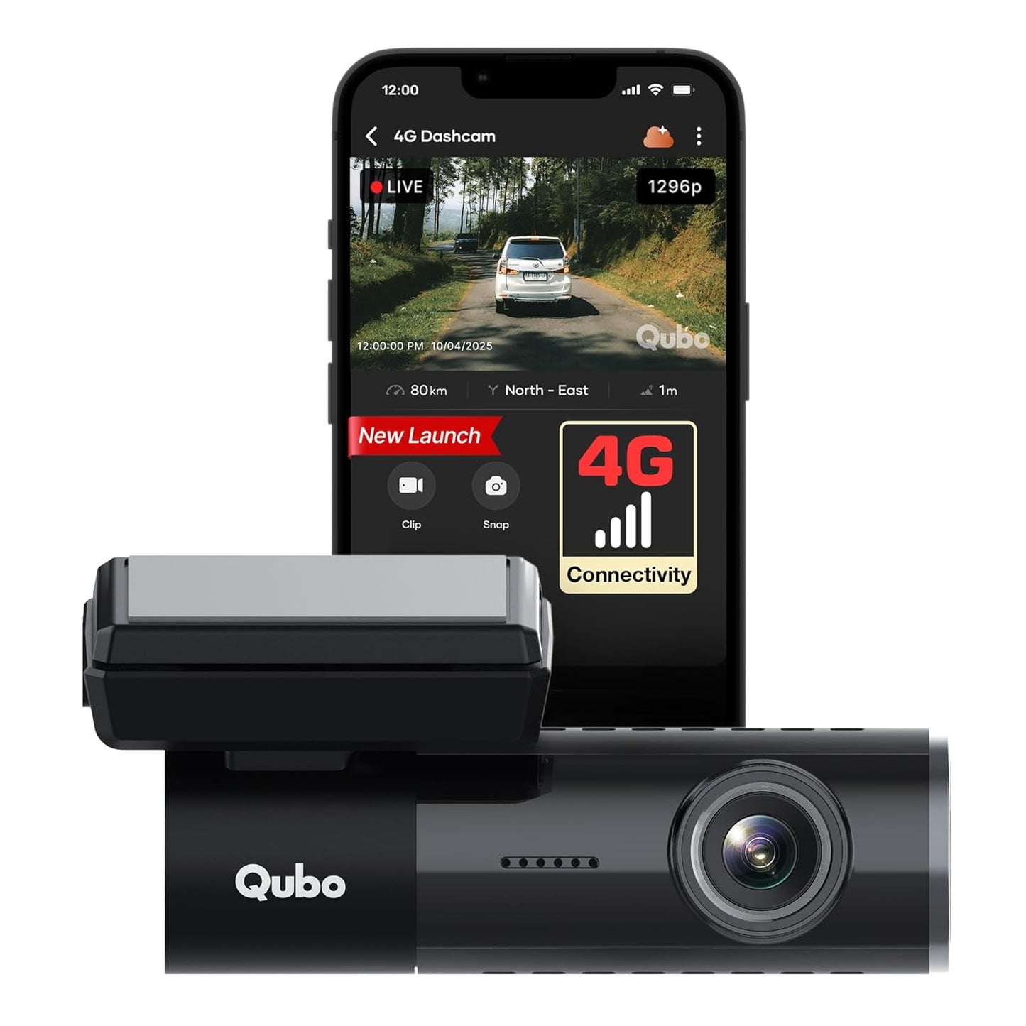 Qubo Dashcam 4G Live by Hero Group [New Launch] | Remote Live View I GPS Tracking & Smart Alerts | 2K QHD | 140° FOV | Wi-Fi & App Control | Supports upto 1TB SD Card  | 1-Year Free Cloud Subscription