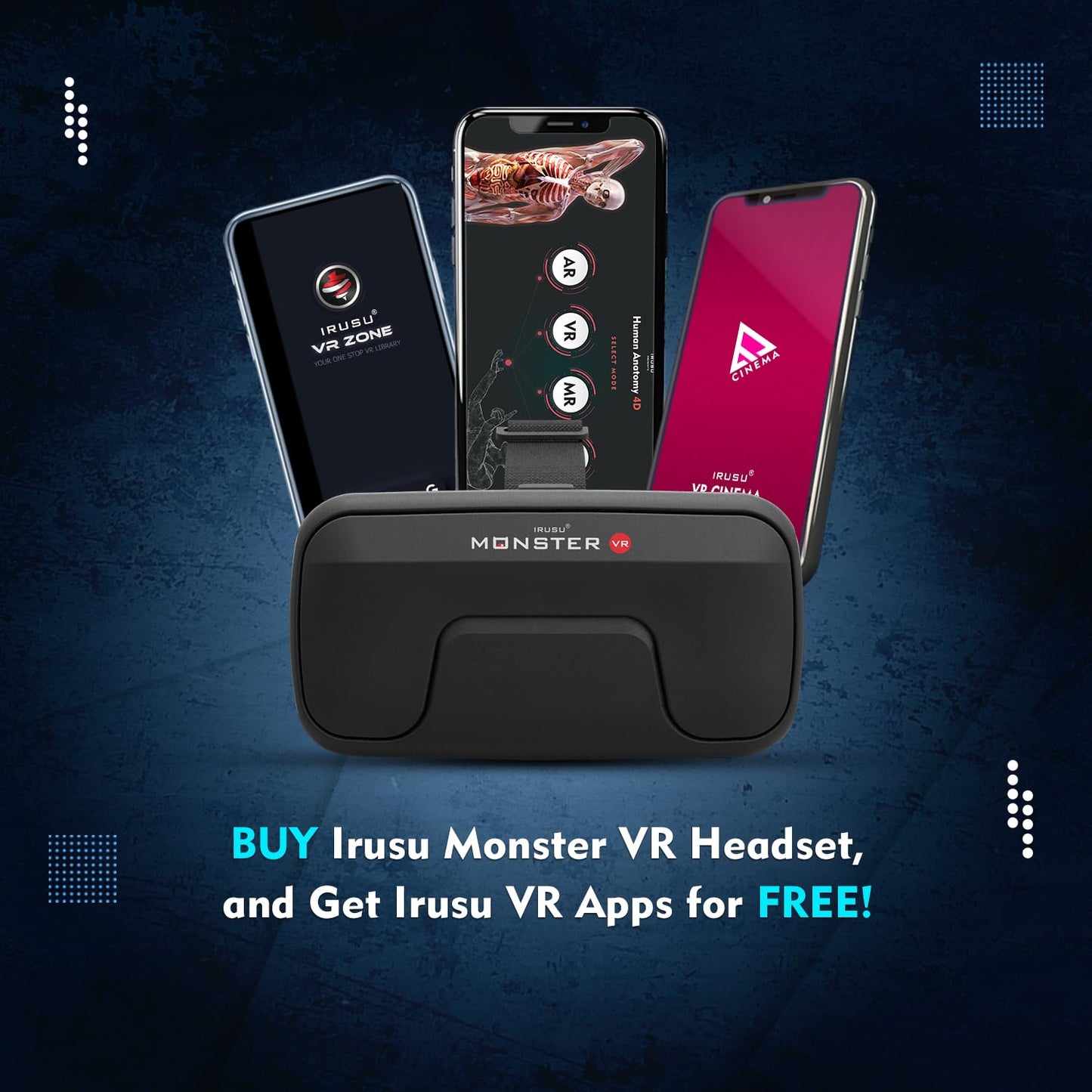 Irusu Monster VR Headset - Virtual Reality Headset with inbuilt Touch Button for Mobiles for VR Gaming | Learning | Virtual Experience. - Springkart 
