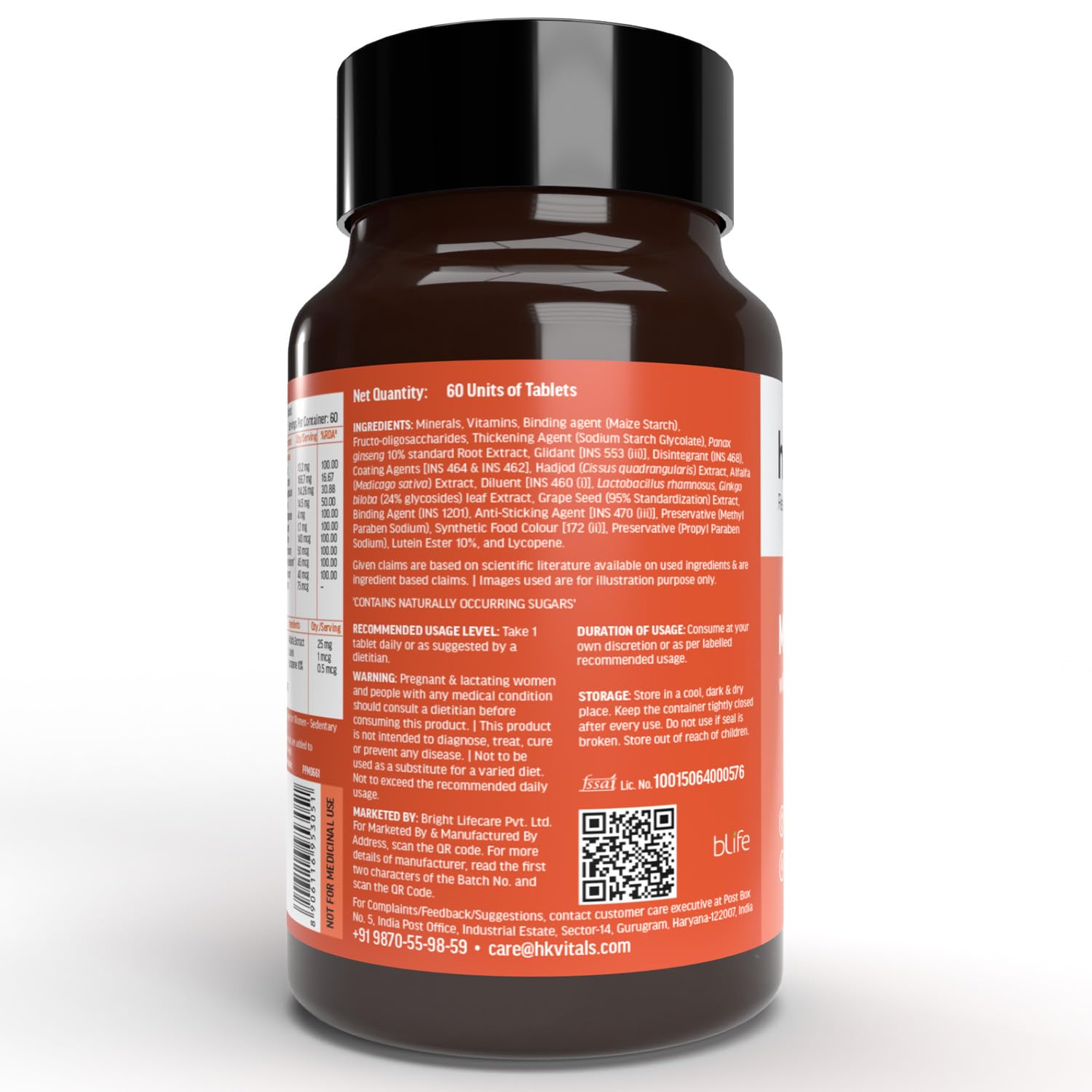 HealthKart hk vitals Multivitamin with Probiotics (60 capsules) | For Men and Women | Vitamin C, Vitamin B, Vitamin D, & Zinc, Supports Immunity and Gut Health, 1 count - Springkart 