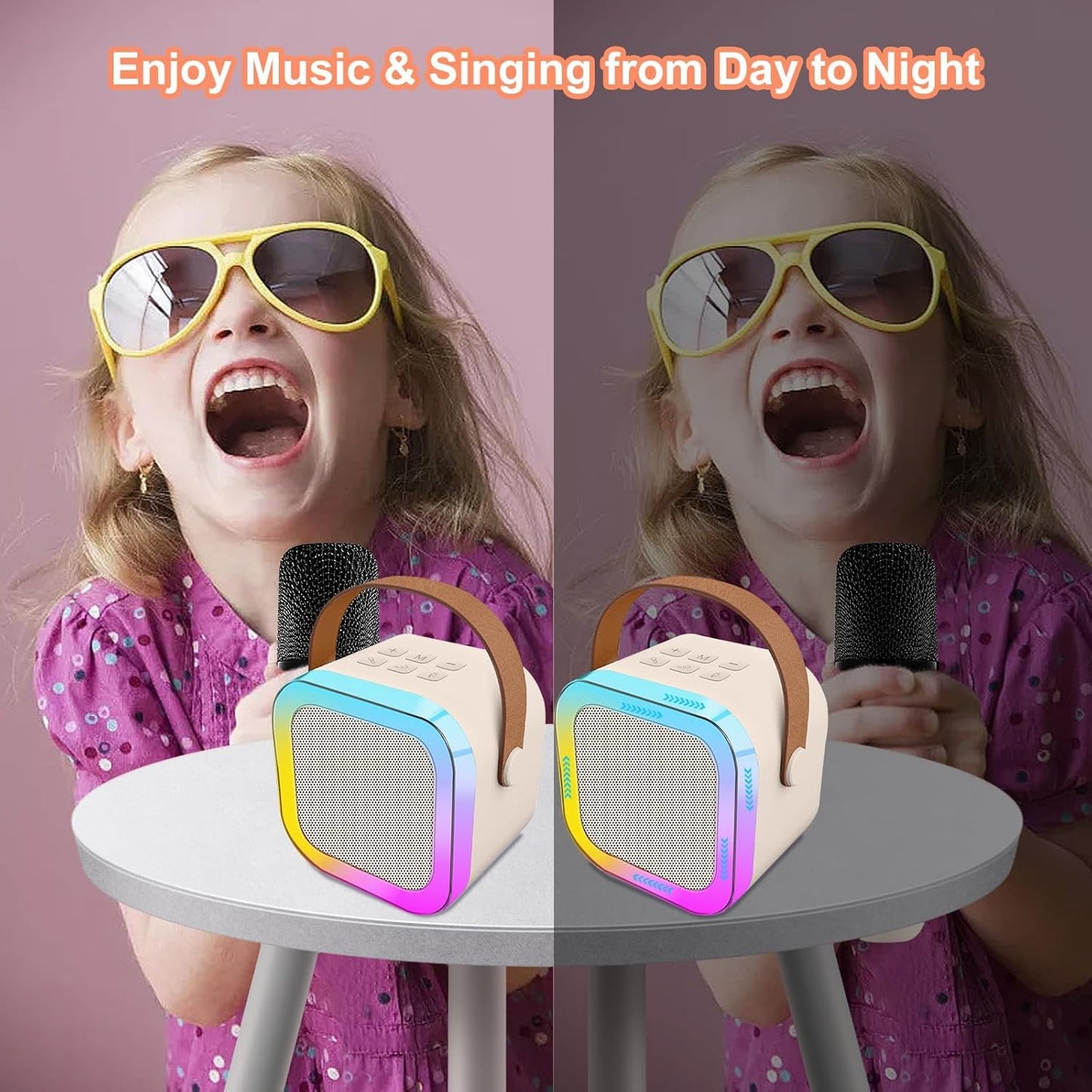 Kidara™ 2025 New Karaoke Machine for Kids with 2 Two Wireless Mics 4-12 Years Toys Gifts for Girls Boys Ages 4, 5, 6, 7, 8, 9, 10, 12 +Year Birthday Double Mic (Multicolor) - Springkart 