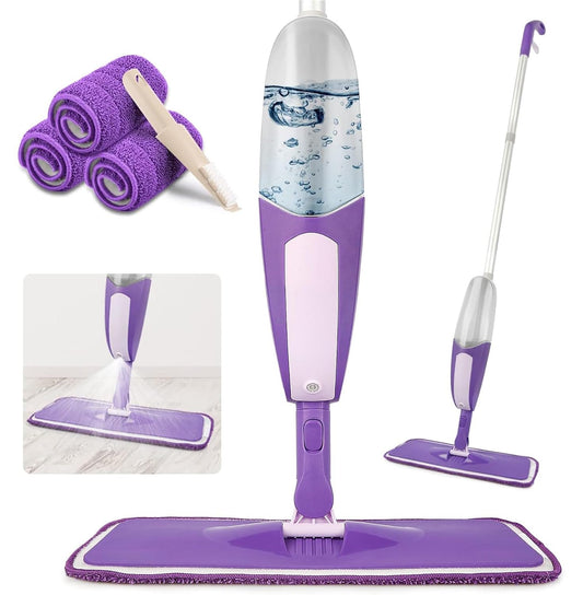 SEVENMAX Spray Mop For Floor Cleaning - Microfiber Floor Mop With 550Ml Refillable Bottle 3 Washable Pads Kitchen Dry Wet Flat Dust Mop For Cleaning Hardwood Laminate Wood Ceramic Marble Tile Floors