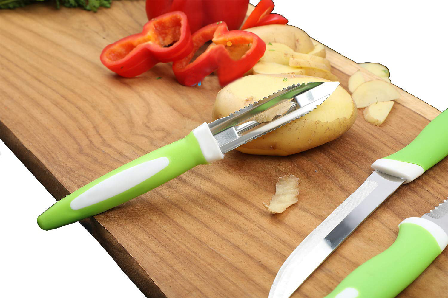 Stainless Steel Knife & Peeler Set with Stand - 6 Pcs - Springkart 