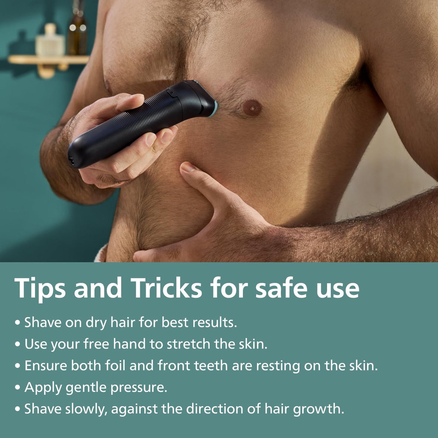 Philips Body & Balls Trimmer for Men Private Parts | Back Attachment | Clinically Tested on Sensitive Skin | Skin Safe Intimate Grooming | 100% Showerproof | 100min runtime | 5yrs* Warranty | BG5475