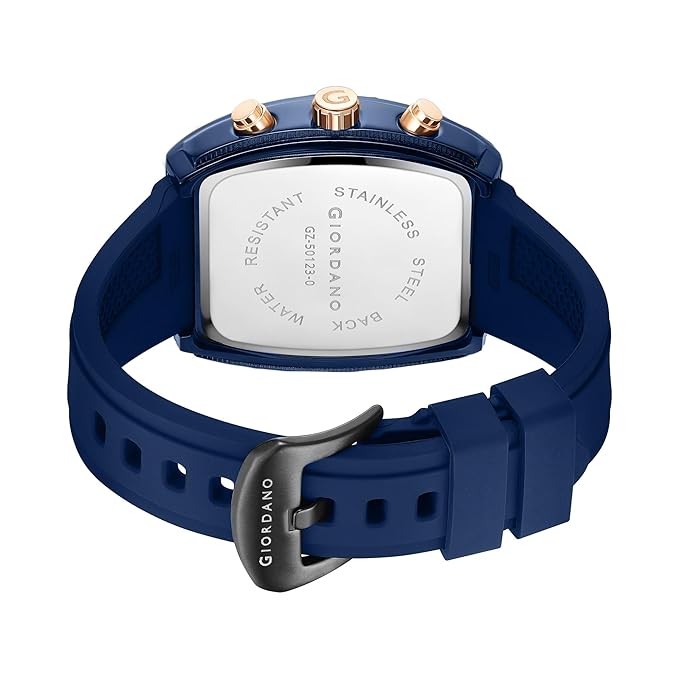 Giordano Square Dial Multifuncational Watch for Men with Stylish Design, Waterproof, Date Display & Silicone Strap