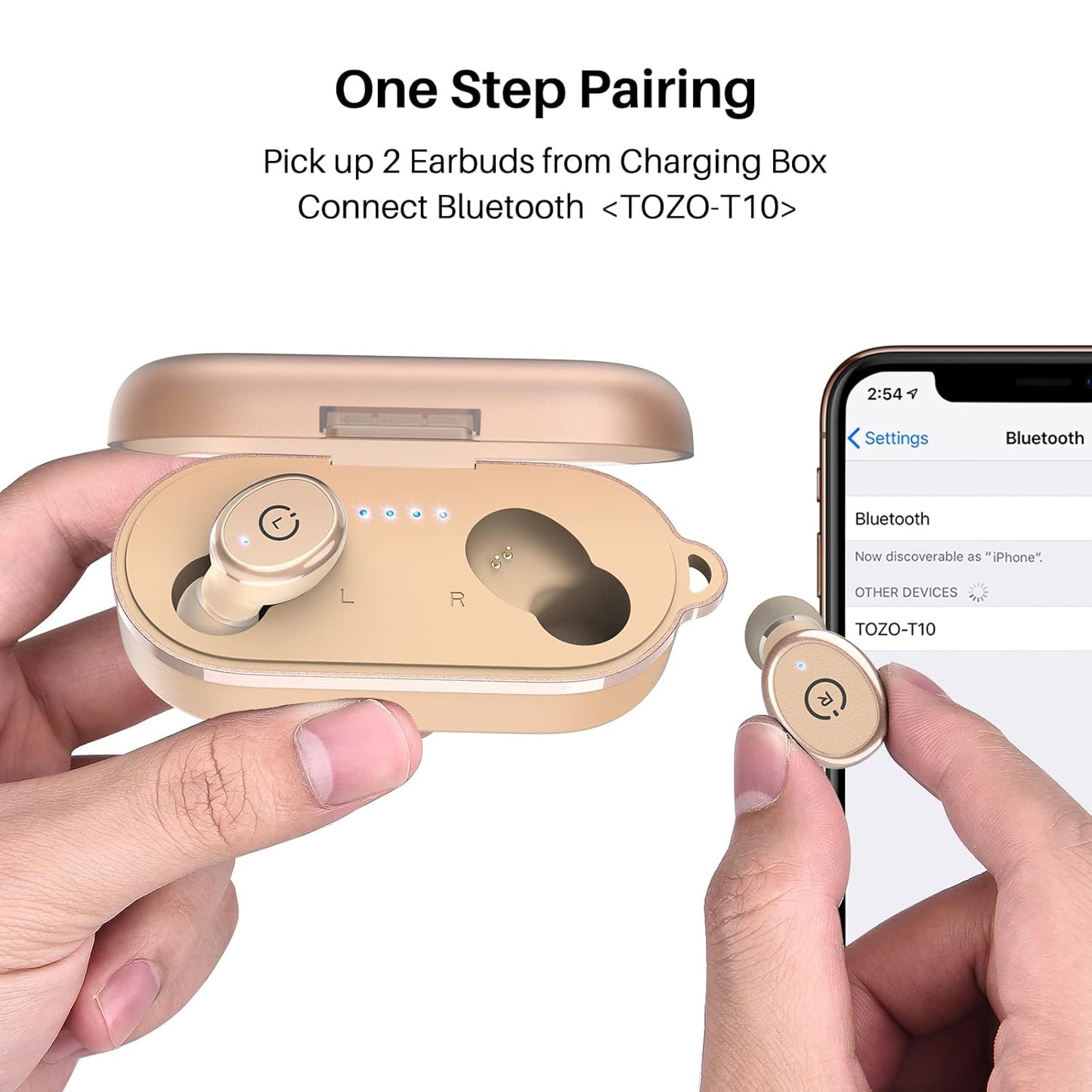 TOZO T10 Bluetooth 5.3 Wireless Earbuds with Wireless Charging Case IPX8 Waterproof Stereo Headphones in Ear Built in Mic Headset Premium Sound with Deep Bass for Sport Khaki - Springkart 