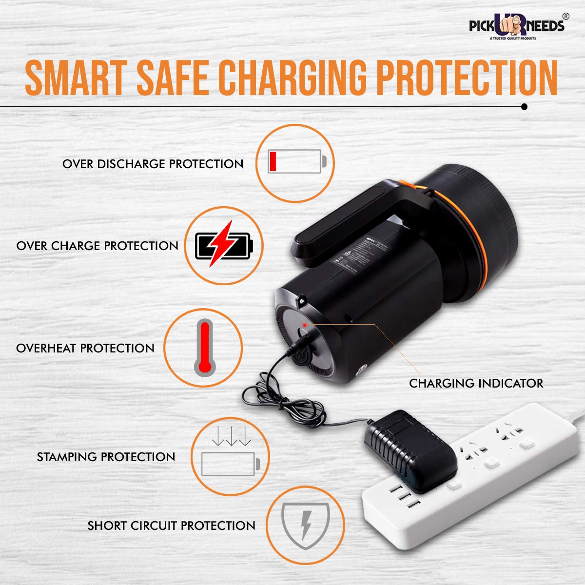 Pick Ur Needs Emergency Rechargeable Search Torch Light 120 W Bright Waterproof Led Torch Light Laser Long Range Power, 3000 Lumen - Springkart 