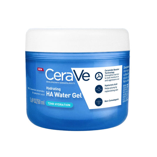 CeraVe HA Water Gel with Hyaluronic Acid, Ceramides & Niacinamide for Plumpy hydration|Oil-free gel moisturizer| 3 sec fast absorption| Dermat recommended for Women & Men| 50 ml