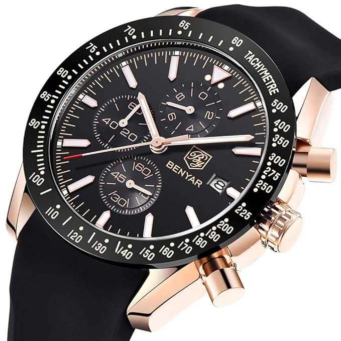 BENYAR Men's Luxury Chronograph Watch – Business, Casual | Quartz Movement with Date Display | Stylish Wristwatch | Gift for Men